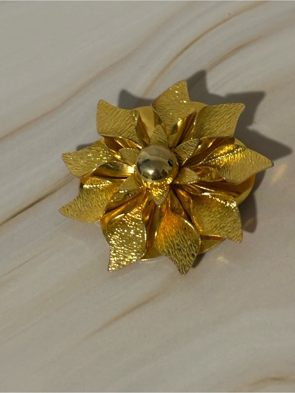 Lieba USA Vintage Gold Floral Scarf Clip 1.75”